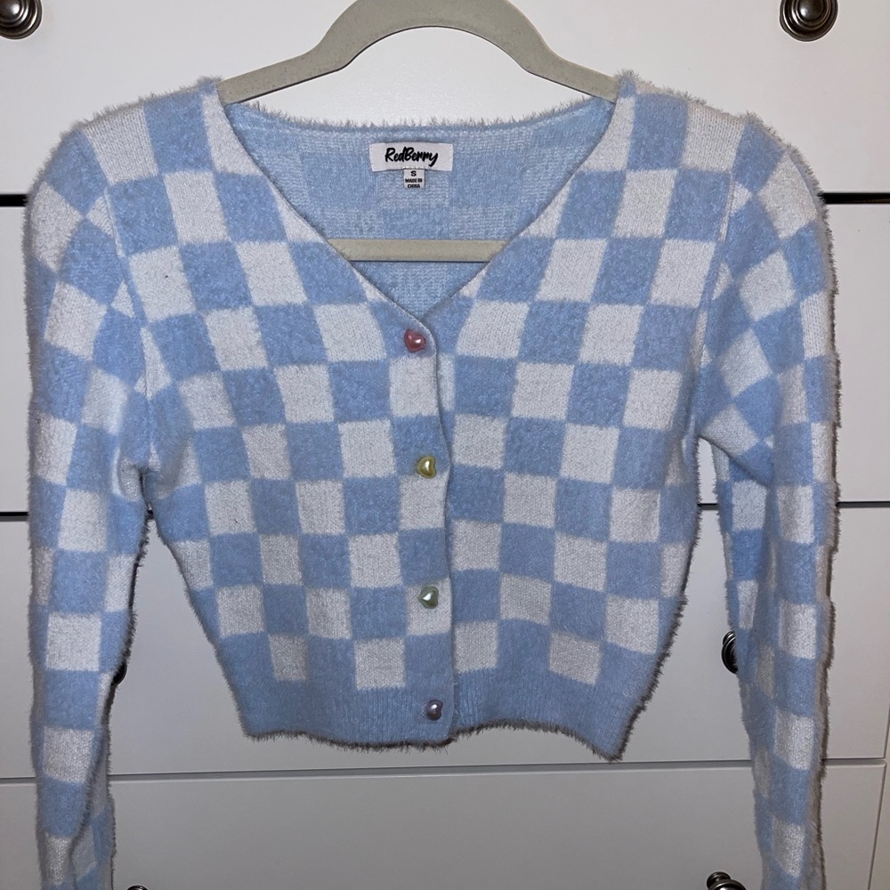 Beginning Boutique Fuzzy Checkered Cardigan
